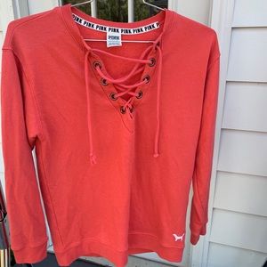 Pink Victoria Secret crew sweatshirt— coral